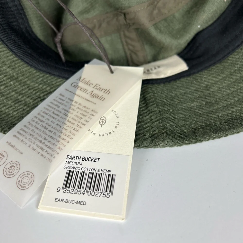 Will + Bear Made In Australia Corduroy Earth Bucket Organic Bucket Hat Olive | M